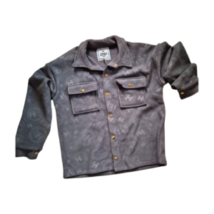 Premium Embossed Gray Cotton-Fleece Shacket