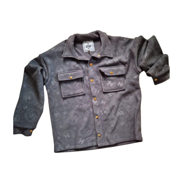 Premium Embossed Gray Cotton-Fleece Shacket
