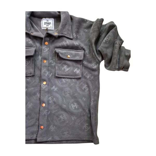Premium Embossed Gray Cotton-Fleece Shacket
