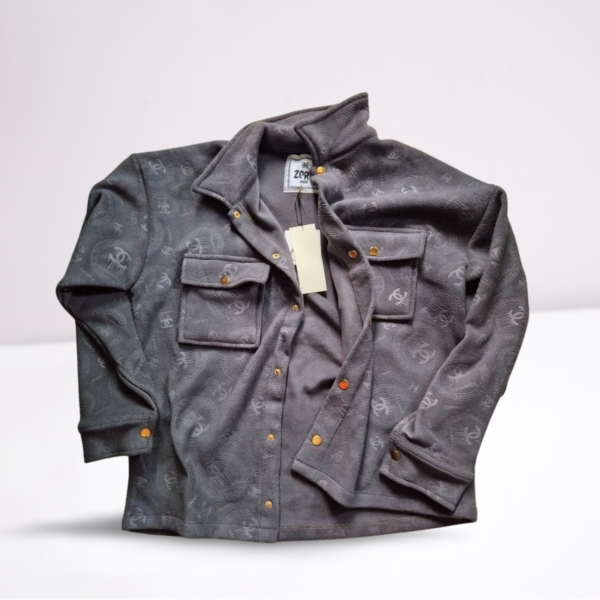 Premium Embossed Gray Cotton-Fleece Shacket