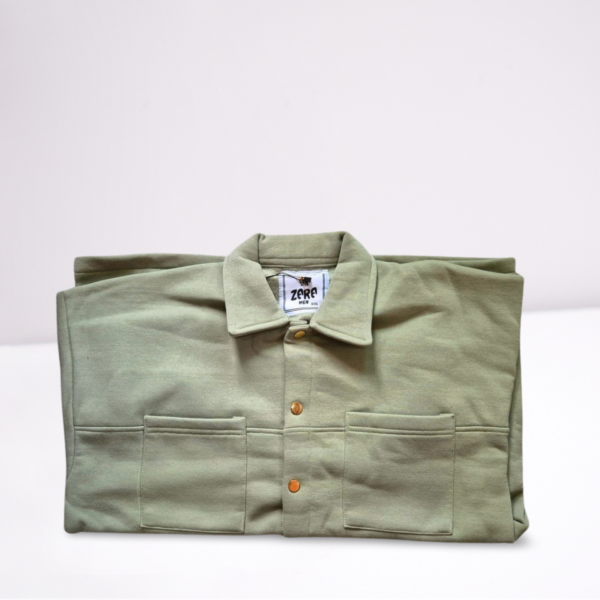 Olive Green Casual Cotton Shacket
