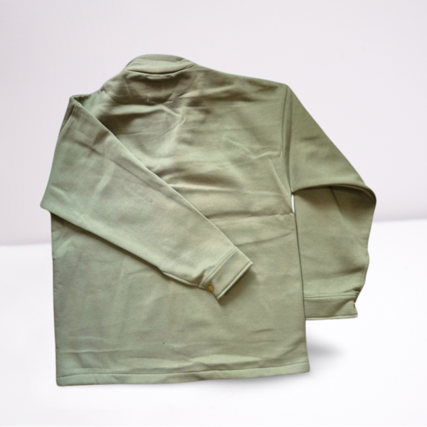 Olive Green Casual Cotton Shacket