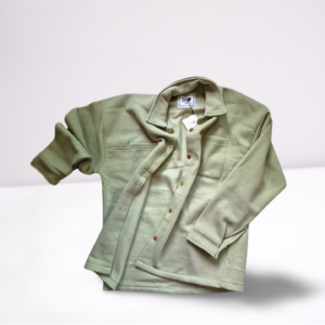Olive Green Casual Cotton Shacket