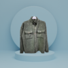 Embossed Dark Green Cotton-Fleece Shacket